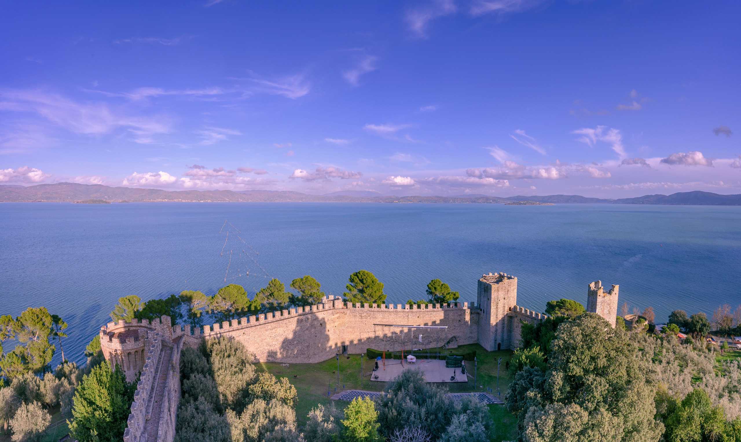 Lake Trasimeno seen from the fortress of Castiglione del Lago